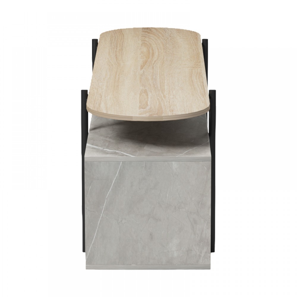 Έπιπλο τηλεόρασης Medousa pakoworld sonoma- γκρι μπεζ όψη μαρμάρου 160x35.5x50εκ