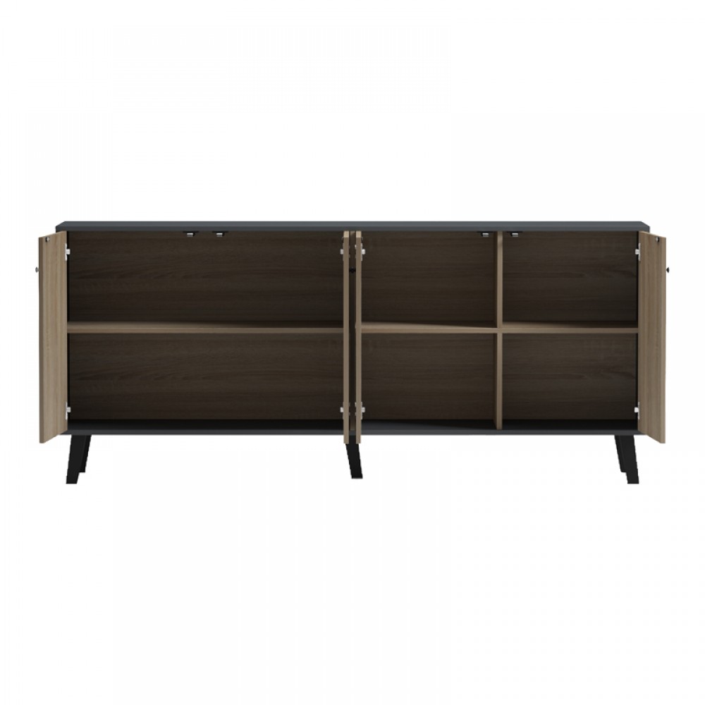 Μπουφές Tuscany pakoworld sonoma-ανθρακί 180x40x78.6εκ