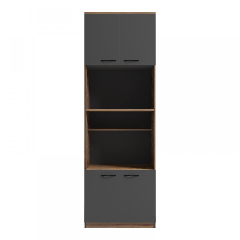 Ντουλάπα κουζίνας Rowan pakoworld σε oak-ανθρακί απόχρωση 60x42x182εκ