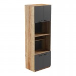 Ντουλάπα κουζίνας Rowan pakoworld σε oak-ανθρακί απόχρωση 60x42x182εκ