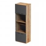 Ντουλάπα κουζίνας Rowan pakoworld σε oak-ανθρακί απόχρωση 60x42x182εκ