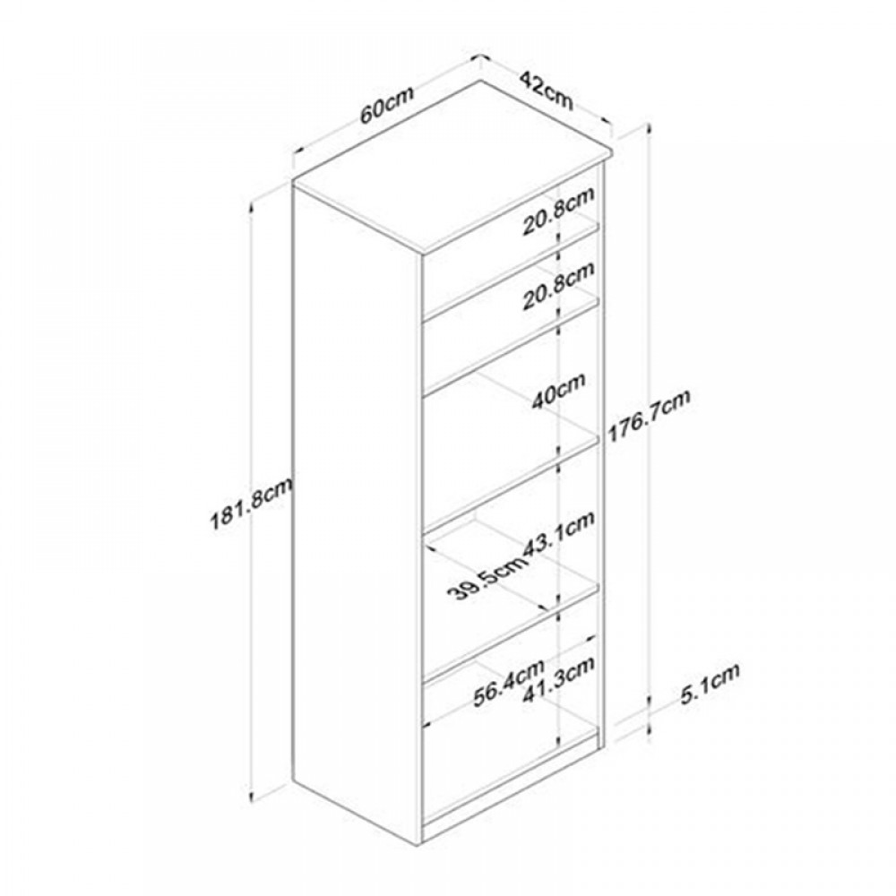 Ντουλάπα κουζίνας Rowan pakoworld σε oak-ανθρακί απόχρωση 60x42x182εκ