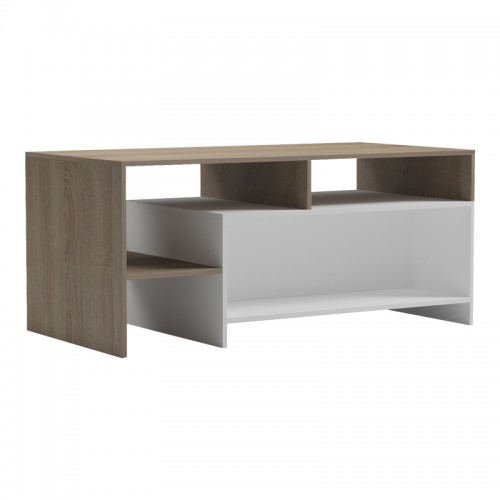 Τραπέζι σαλονιού Consa pakoworld sonoma - λευκό 120x60x53.6εκ
