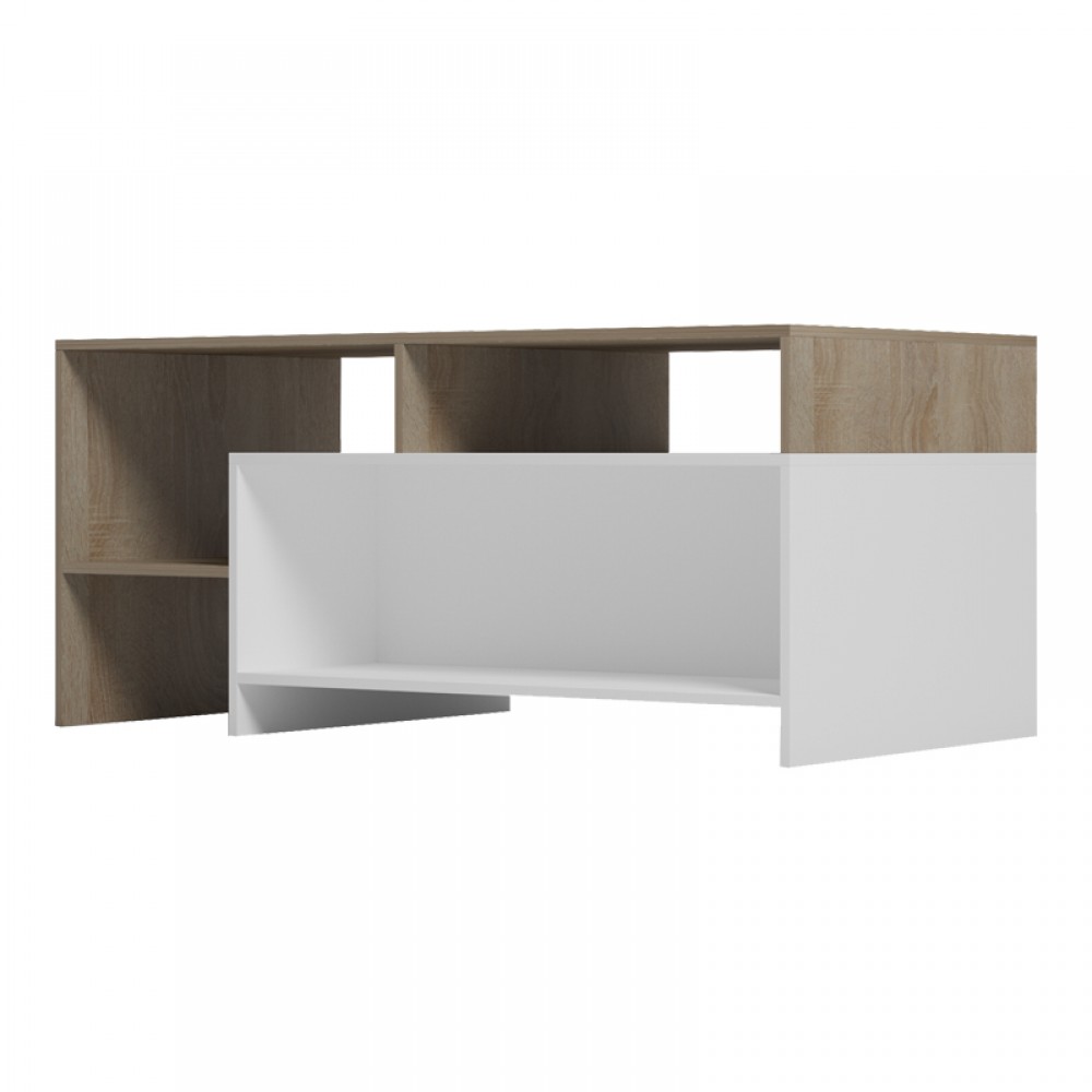 Τραπέζι σαλονιού Consa pakoworld sonoma - λευκό 120x60x52.8εκ