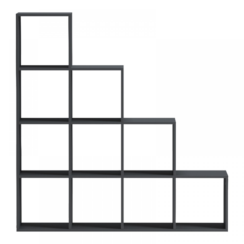 Βιβλιοθήκη Scala pakoworld ανθρακί 129.5x29x129.5εκ