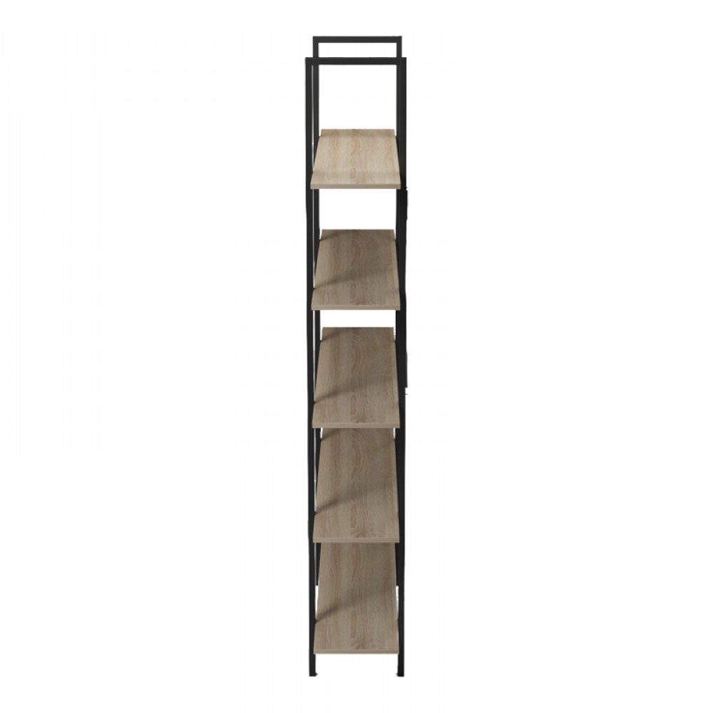 Βιβλιοθήκη-Ραφιέρα Loftie pakoworld sonoma-μαύρο μέταλλο 126x28x165εκ