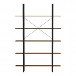 Βιβλιοθήκη-Ραφιέρα Varous pakoworld καρυδί-μαύρο μέταλλο 120x28x180εκ