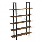 Βιβλιοθήκη-Ραφιέρα Varous pakoworld καρυδί-μαύρο μέταλλο 120x28x180εκ