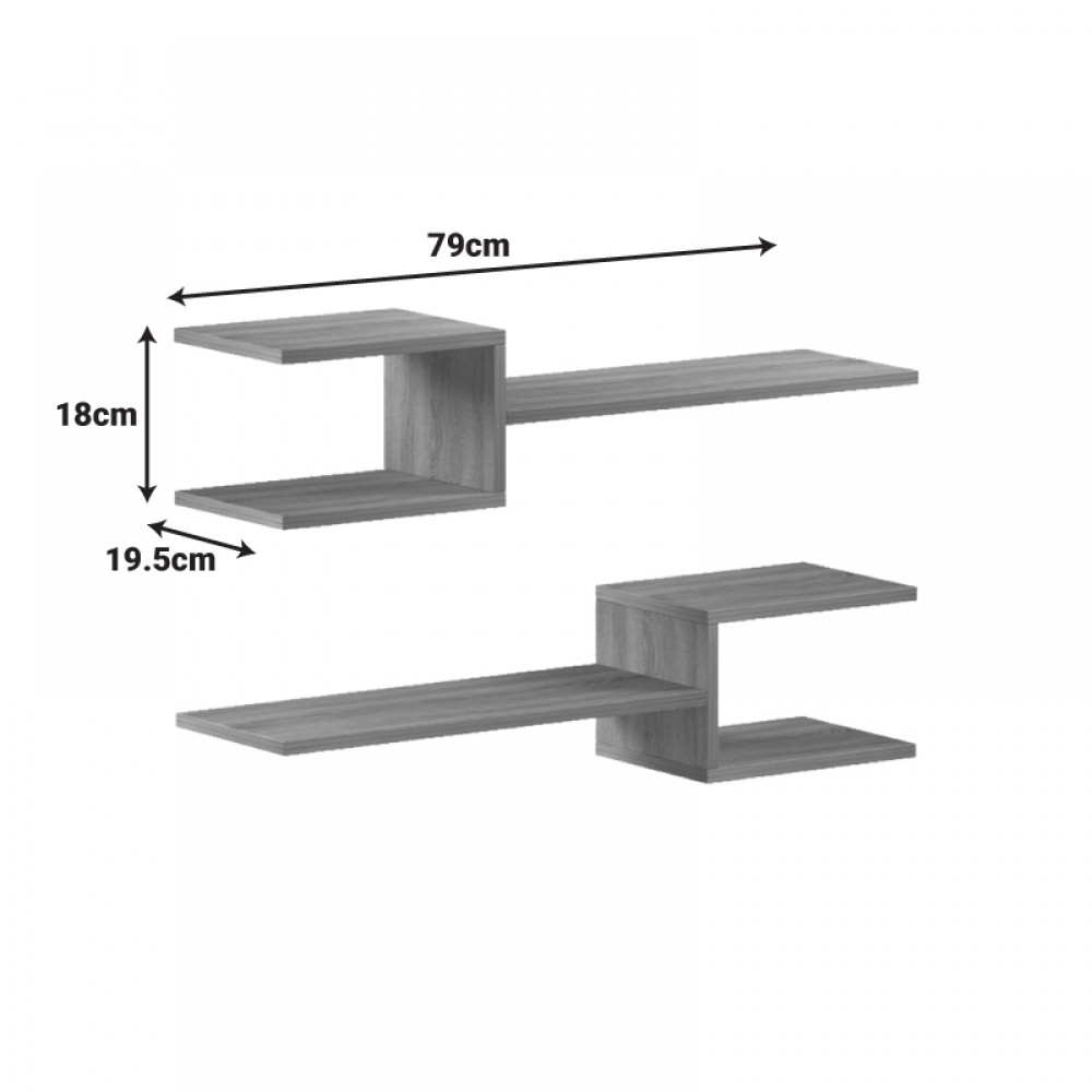 Ραφιέρα τοίχου Galler pakoworld sonoma 79x19.5x18εκ