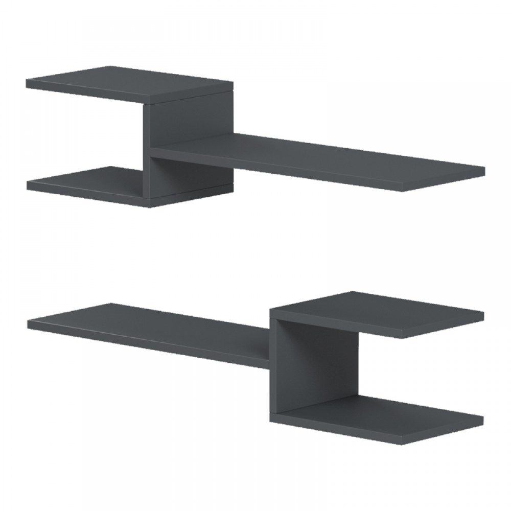 Ραφιέρα τοίχου Galler pakoworld ανθρακί 79x19.5x18εκ