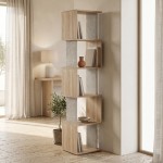 Βιβλιοθήκη Cubik pakoworld sonoma- γκρι μπεζ οψη μαρμάρου 35x30x161εκ