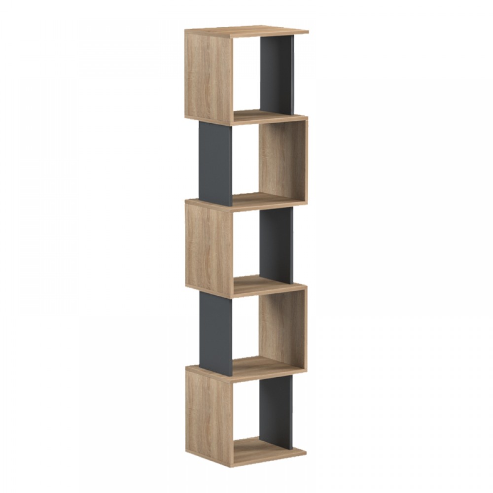 Βιβλιοθήκη Cubik pakoworld sonoma- ανθρακί 35x30x161εκ