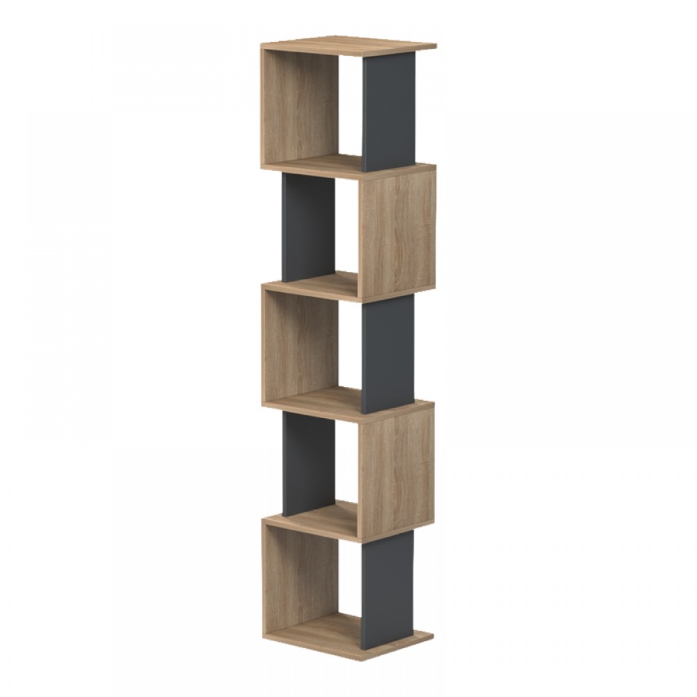 Βιβλιοθήκη Cubik pakoworld sonoma- ανθρακί 35x30x161εκ