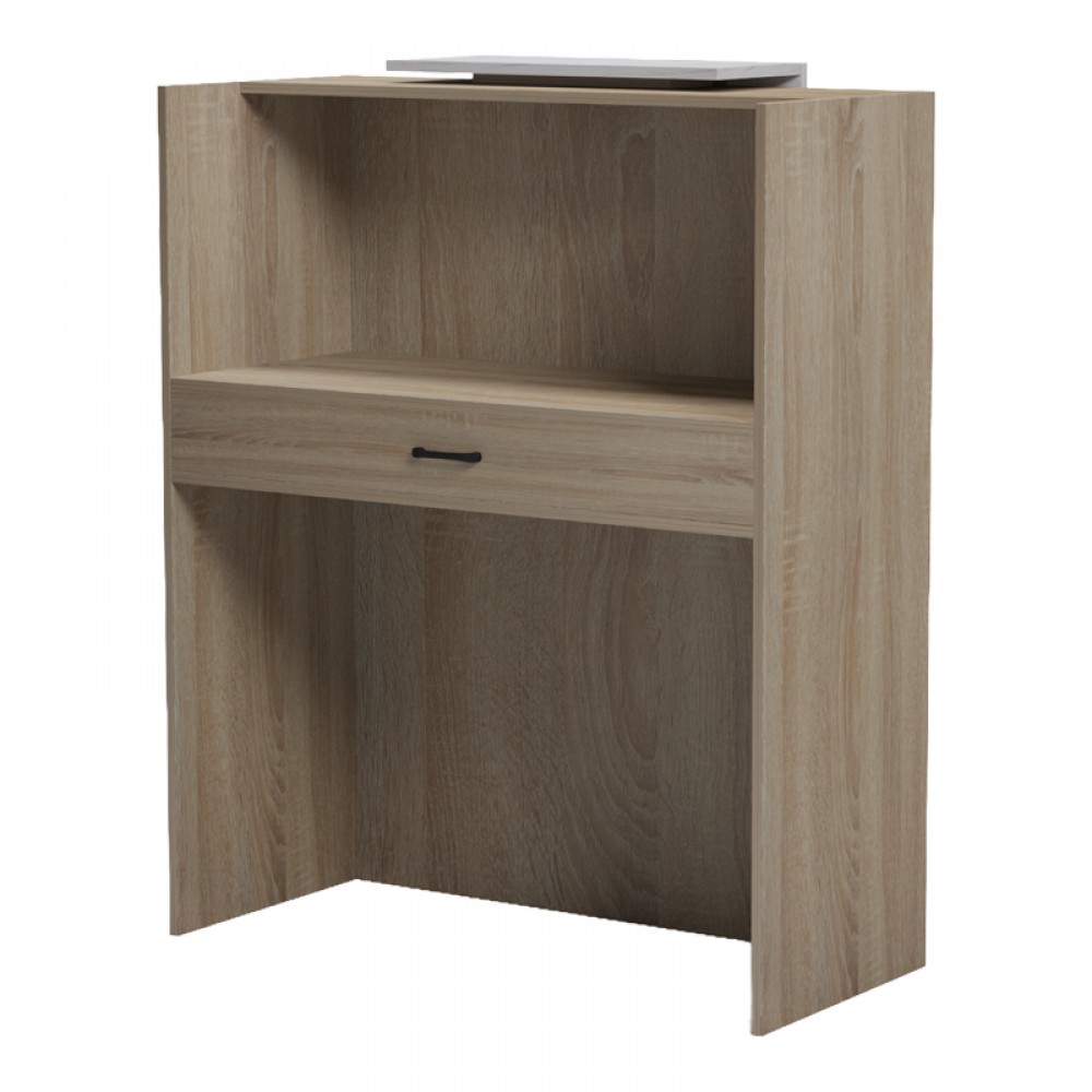 Γραφείο reception Zowel pakoworld με led sonoma-λευκή όψη μαρμάρου 90x40x110εκ