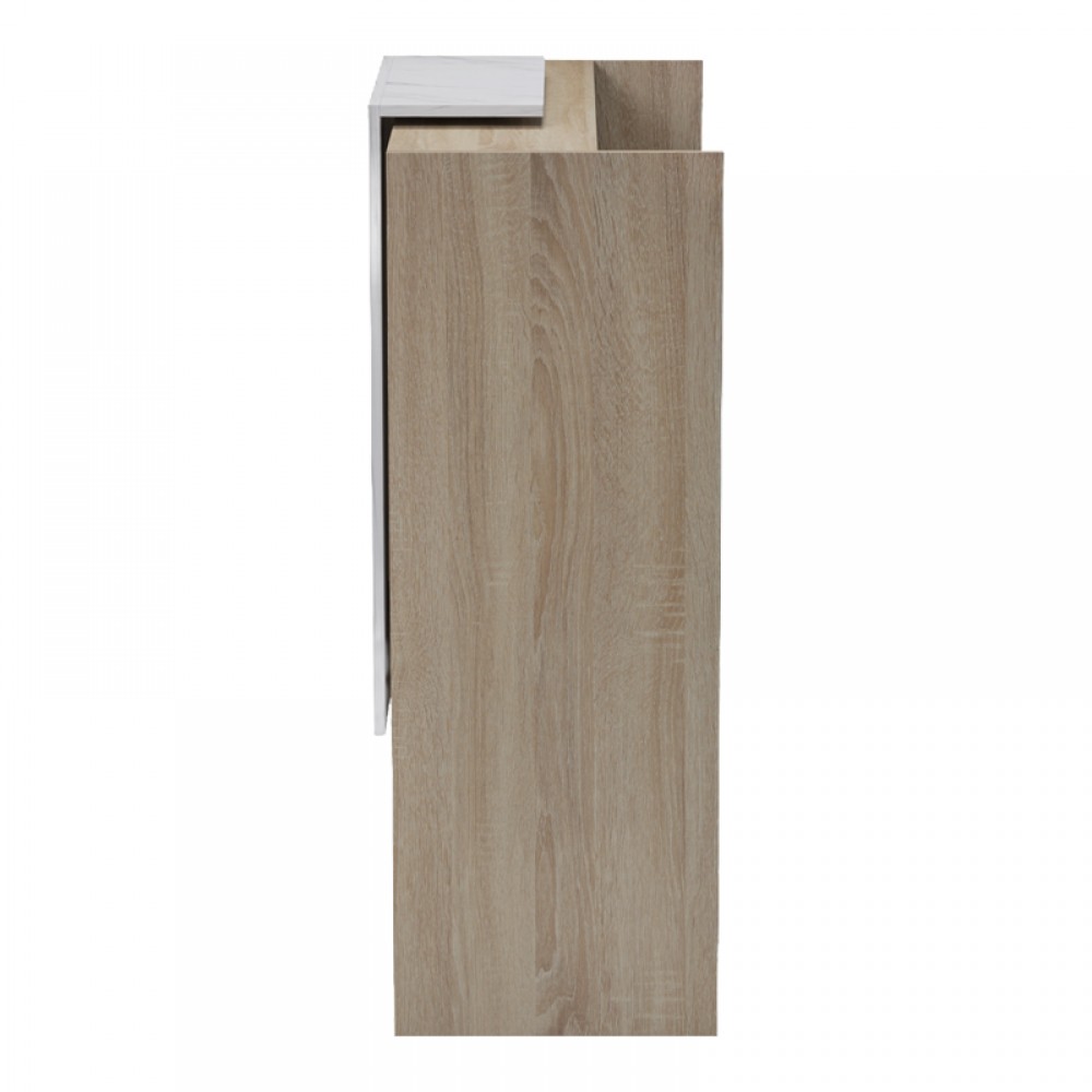 Γραφείο reception Zowel pakoworld με led sonoma-λευκή όψη μαρμάρου 90x40x110εκ