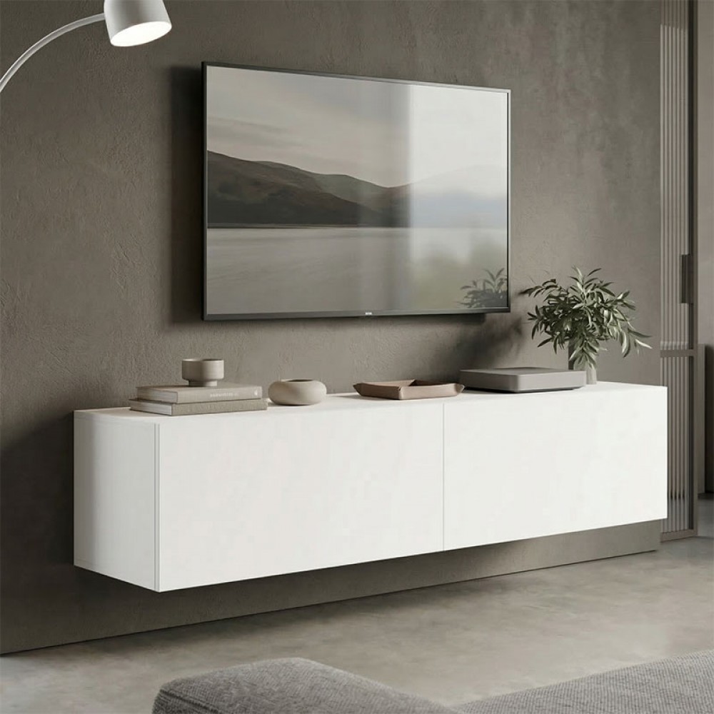 Έπιπλο τηλεόρασης επιτοίχιο με Led Rival pakoworld λευκό 120x35x30εκ