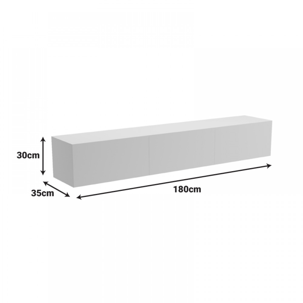 Έπιπλο τηλεόρασης επιτοίχιο με Led Rival pakoworld λευκό 180x35x30εκ