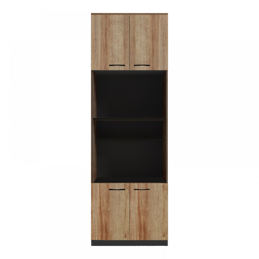 Ντουλάπα κουζίνας Rowan pakoworld σε ανθρακί-oak απόχρωση 60x42x182εκ