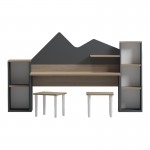 Παιδικό γραφείο με σκαμπο Dualto pakoworld sonoma-ανθρακί 180x30x93.6εκ