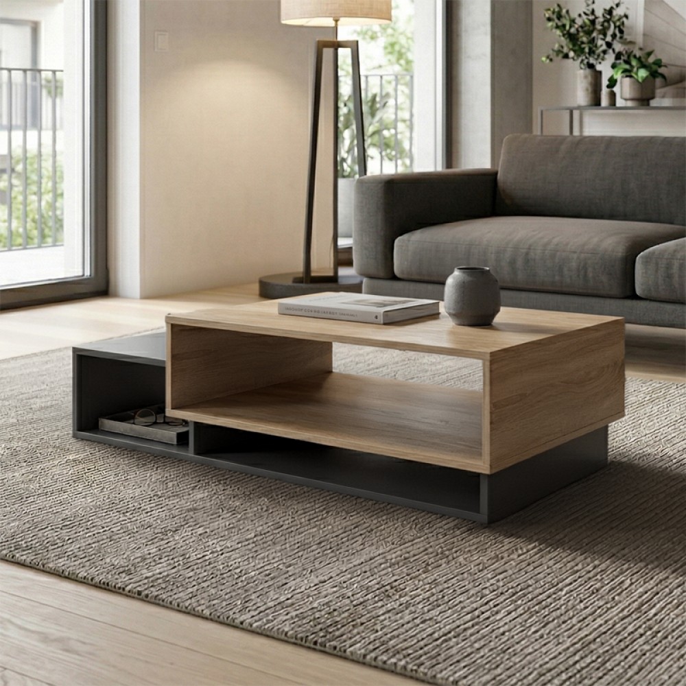 Τραπέζι σαλονιού Dekost pakoworld σε sonoma-ανθρακί 105x50x32εκ