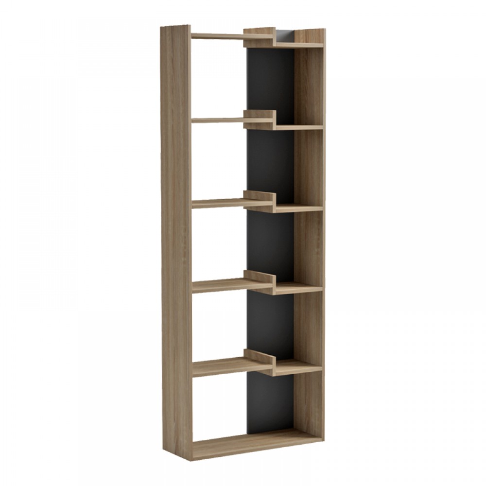 Βιβλιοθήκη Corpus pakoworld sonoma - ανθρακί 61x22x162εκ