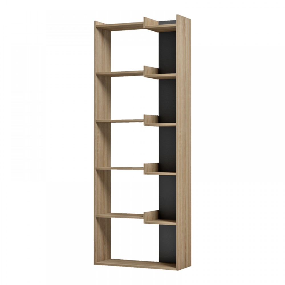 Βιβλιοθήκη Corpus pakoworld sonoma - ανθρακί 61x22x162εκ