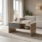 Τραπέζι σαλονιού Felina pakoworld sonoma-ανθρακί 100x50x45εκ