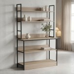 Επιδαπέδια ραφιέρα Oranis pakoworld sonoma-μαύρο 105x38x165εκ
