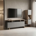 Σύνθετο σαλονιού Defry pakoworld sonoma-ανθρακί 177.5x31.5x110εκ