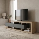 Έπιπλο τηλεόρασης Arbero pakoworld ανθρακί-sonoma 198x40x45εκ