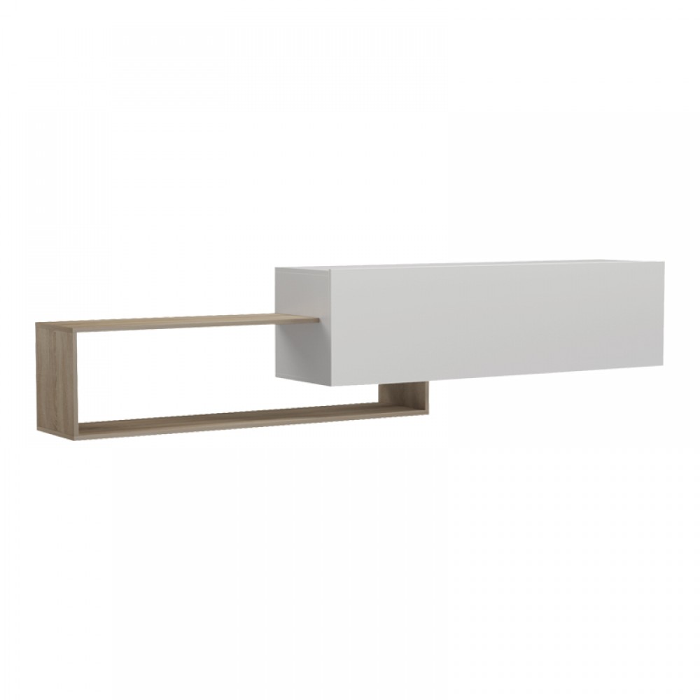 Έπιπλο τηλεόρασης επιτοίχιο Olande pakoworld sonoma-λευκό 210x35x48εκ