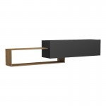 Έπιπλο τηλεόρασης επιτοίχιο Olande pakoworld oak-μαύρο 210x35x48εκ