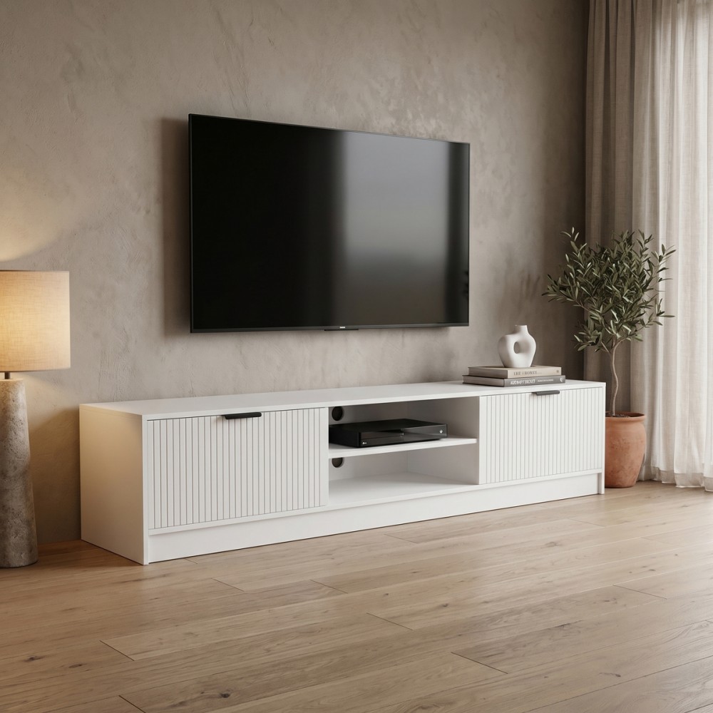 Έπιπλο τηλεόρασης Lemardo pakoworld λευκό 180x40x40εκ
