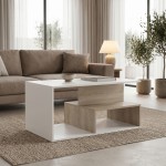 Τραπέζι σαλονιού Kelena pakoworld sonoma-λευκό 90x51x43εκ