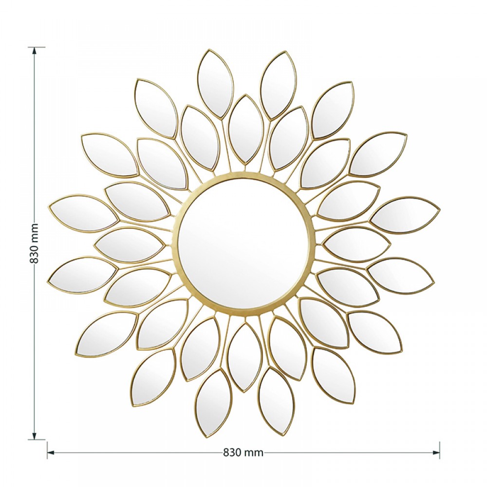 Καθρέπτης Flower pakoworld χρυσό 83x2.5x83εκ