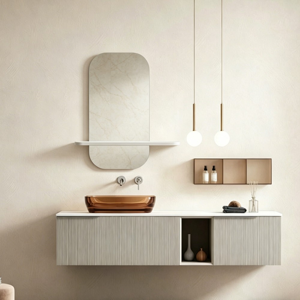 Καθρέπτης Lunaria pakoworld λευκό MDF 60x11.5x60εκ