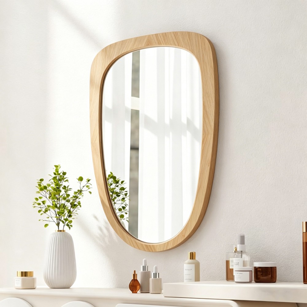 Καθρέπτης Phaedra pakoworld MDF σε φυσική απόχρωση 74x2,5x120 εκ