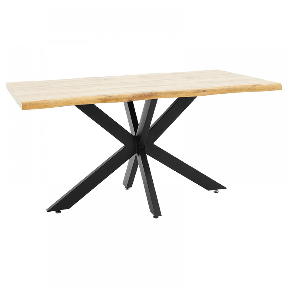 Tραπέζι Gilman pakoworld MDF sonoma-μαύρο 150x90x75εκ