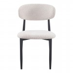 Καρέκλα Folegio pakoworld μπουκλέ σε κρεμ απόχρωση με μαύρα πόδια 50x57x79.5εκ