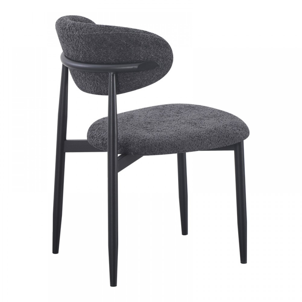 Καρέκλα Folegio pakoworld μπουκλέ σε ανθρακί απόχρωση με μαύρα πόδια 50x57x79.5εκ