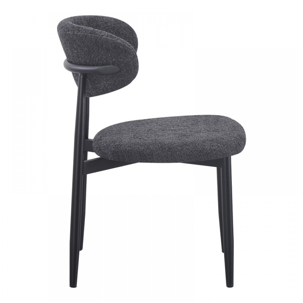 Καρέκλα Folegio pakoworld μπουκλέ σε ανθρακί απόχρωση με μαύρα πόδια 50x57x79.5εκ