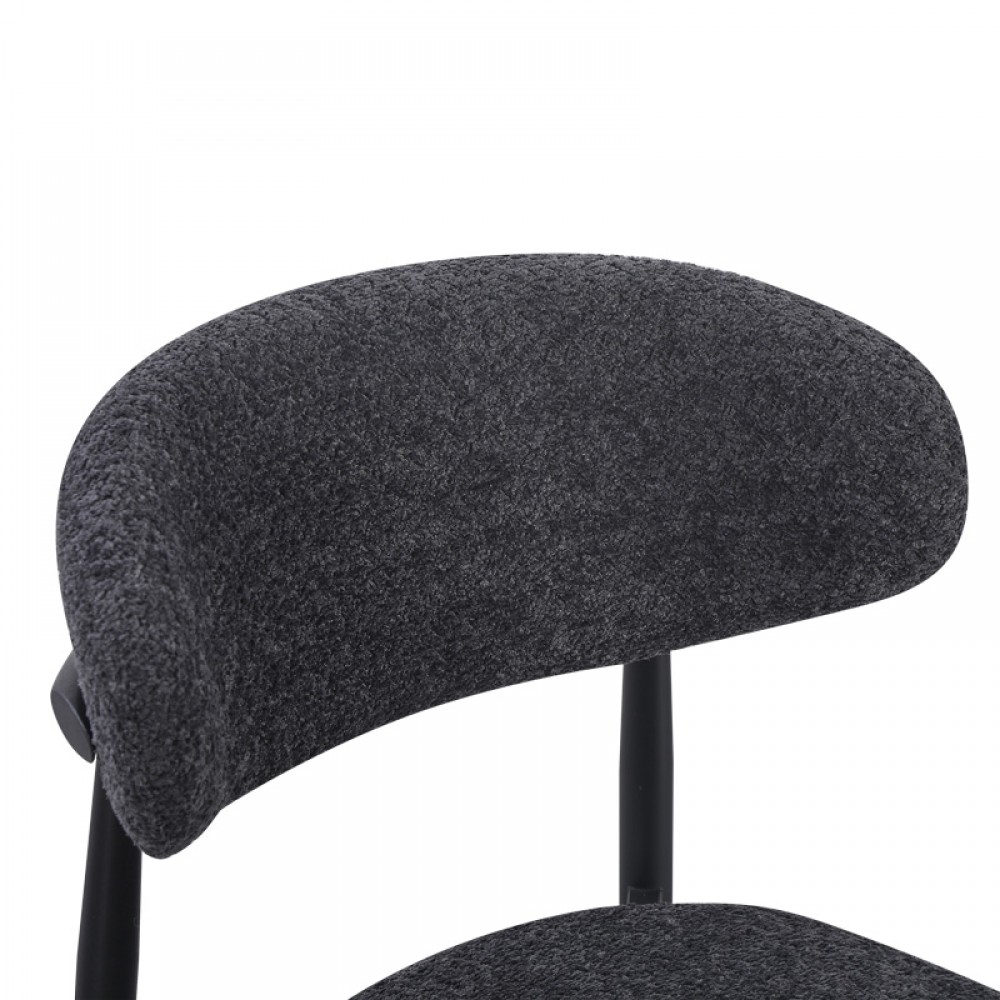 Καρέκλα Folegio pakoworld μπουκλέ σε ανθρακί απόχρωση με μαύρα πόδια 50x57x79.5εκ