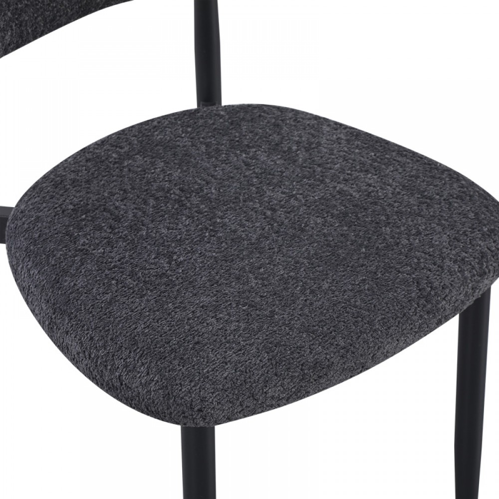 Καρέκλα Folegio pakoworld μπουκλέ σε ανθρακί απόχρωση με μαύρα πόδια 50x57x79.5εκ