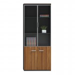 Ντουλάπες γραφείου επαγγελματικές Oscar pakoworld καρυδί-ανθρακί 160x40x200εκ