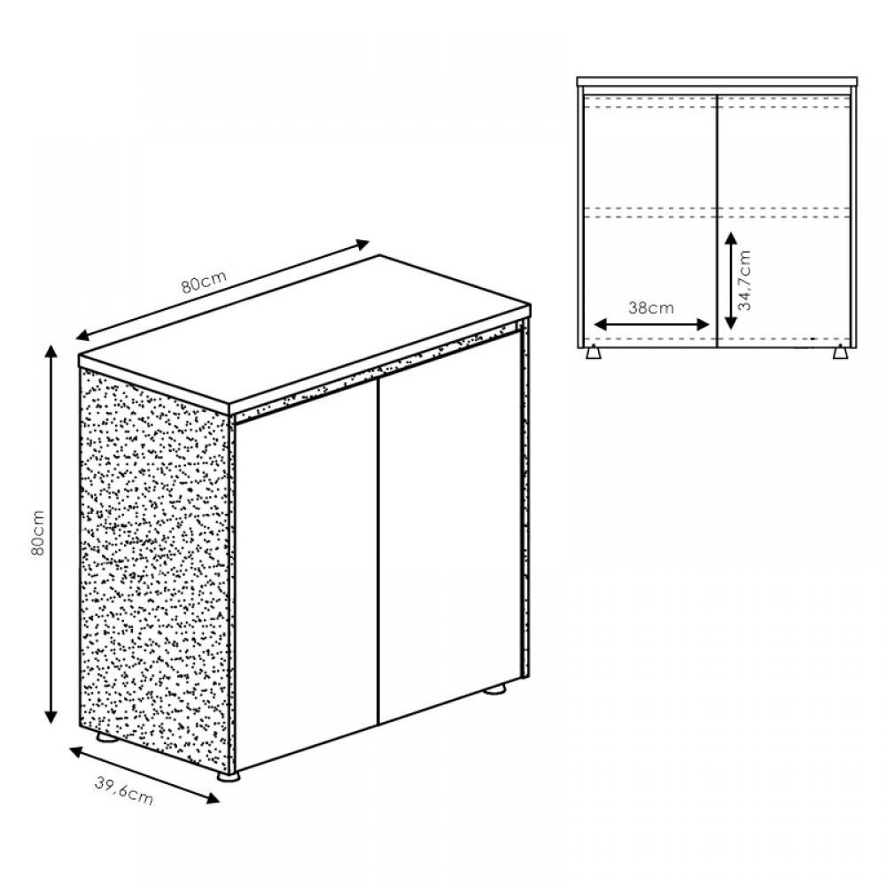 Ντουλάπια γραφείου χαμηλά επαγγελματικά Oscar pakoworld καρυδί-ανθρακί 200x40x80εκ