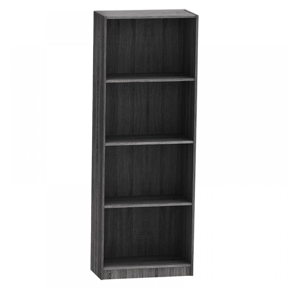Βιβλιοθήκη Presley pakoworld σε ανθρακί-wenge απόχρωση 60x30x167εκ