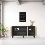 Μπουφές Billie pakoworld ανθρακί-sonoma 149x40x77εκ