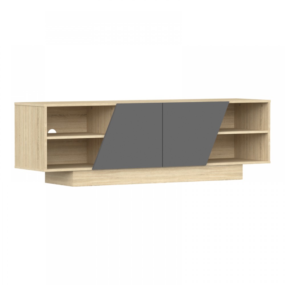 Έπιπλο τηλεόρασης Stevie pakoworld sonoma-ανθρακί 160x40x50εκ