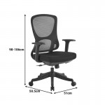 Καρέκλα γραφείου εργασίας Litulo pakoworld ύφασμα mesh μαύρο 51x50.5x98/106εκ