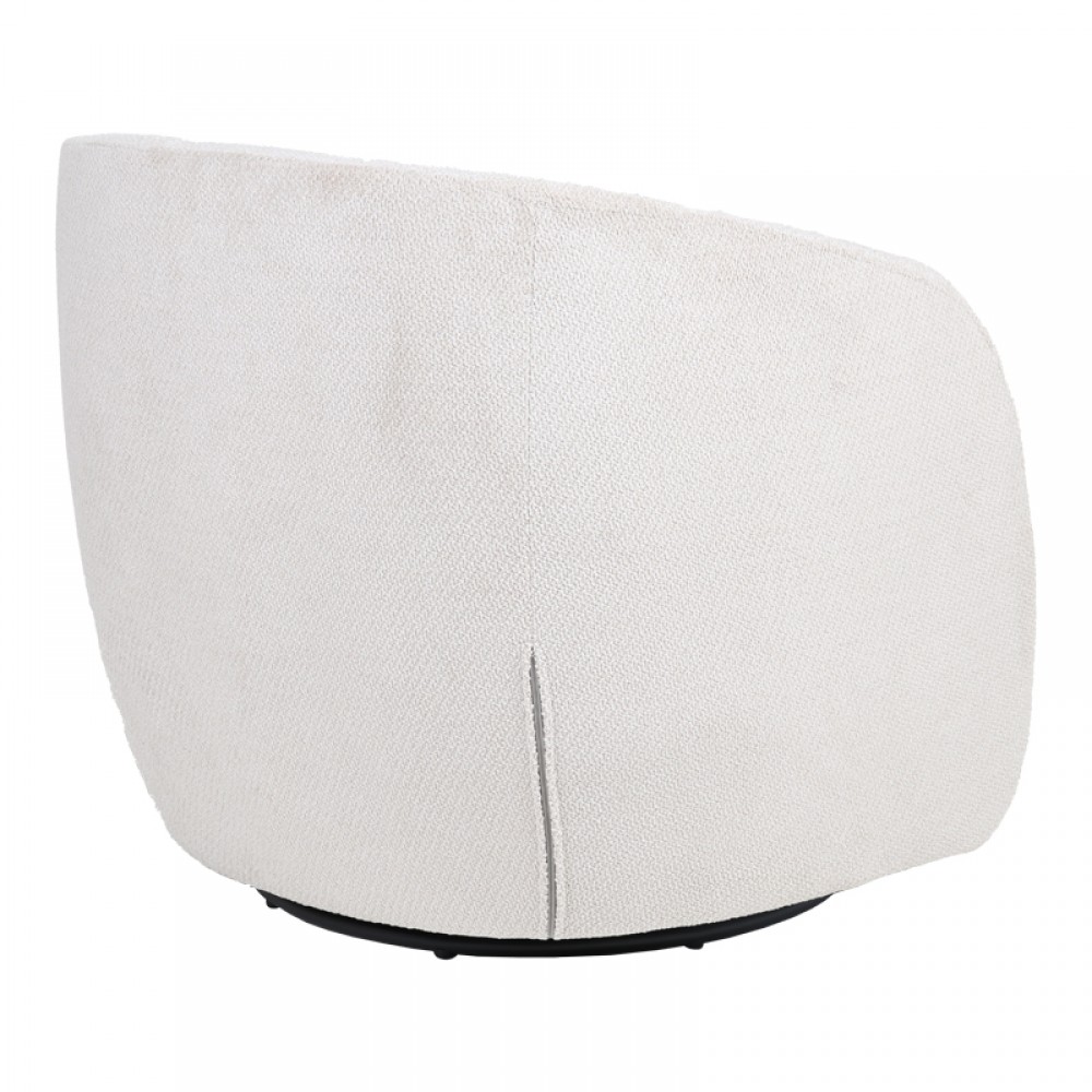 Πολυθρόνα Barrelo pakoworld περιστρεφόμενη με κρεμ ύφασμα 77x72x69εκ